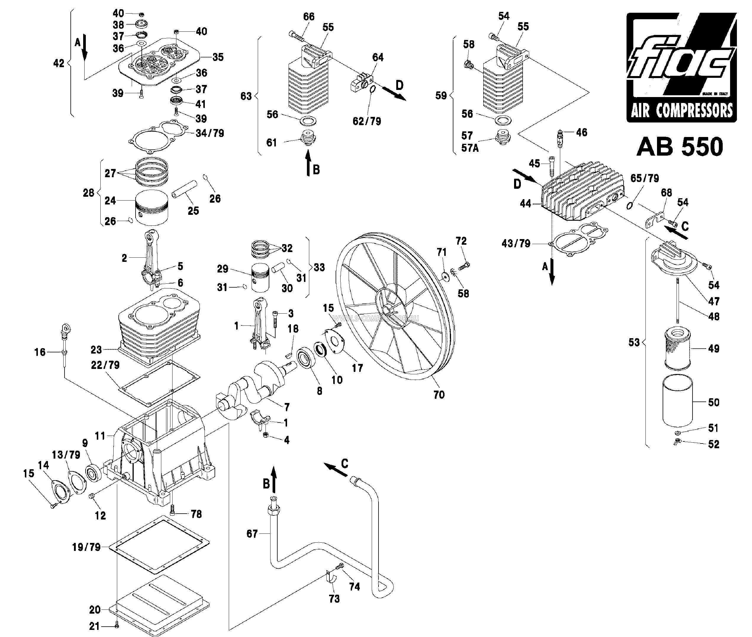 Fiac AB 550 картер компрессора (5071020008, 1125070001)