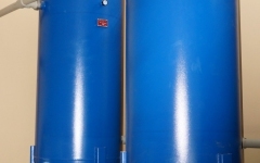 Установка четырех ресиверов РКЗ 900 после блока фильтрации и осушения воздуха